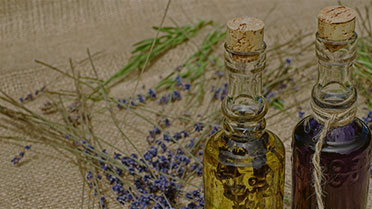 Lavender and other natural ingredients on table