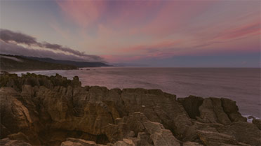New Zealand beach at sunset